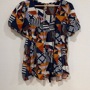 Porridge by Anthropologie Colorful Abstract Women's Blouse
